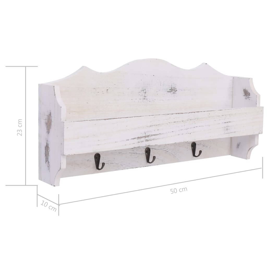 Coat Rack | White | Paulownia Wood | Compact | Wall Mounting | Coat Rack