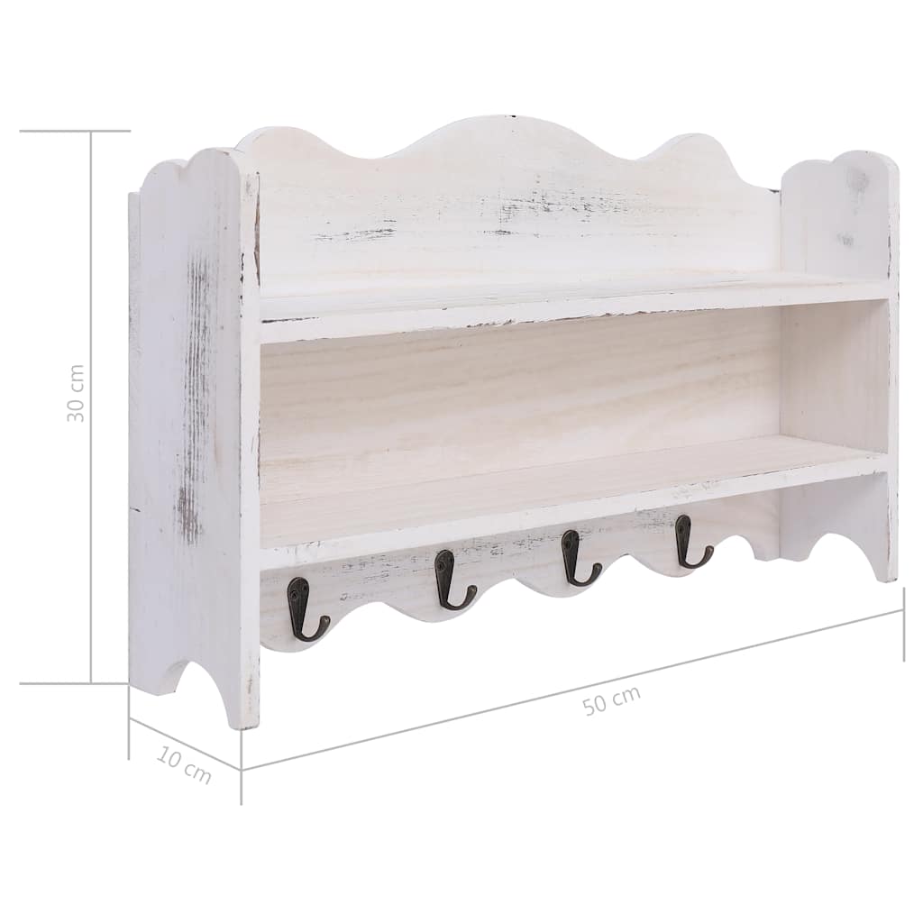 Coat Rack | White | Paulownia wood | Medium | Wall mounting | Coat Rack