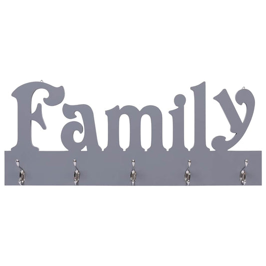 Coat Rack | Grey | MDF | 74 x 29.5 cm | Decorative Inlays | Coat Rack