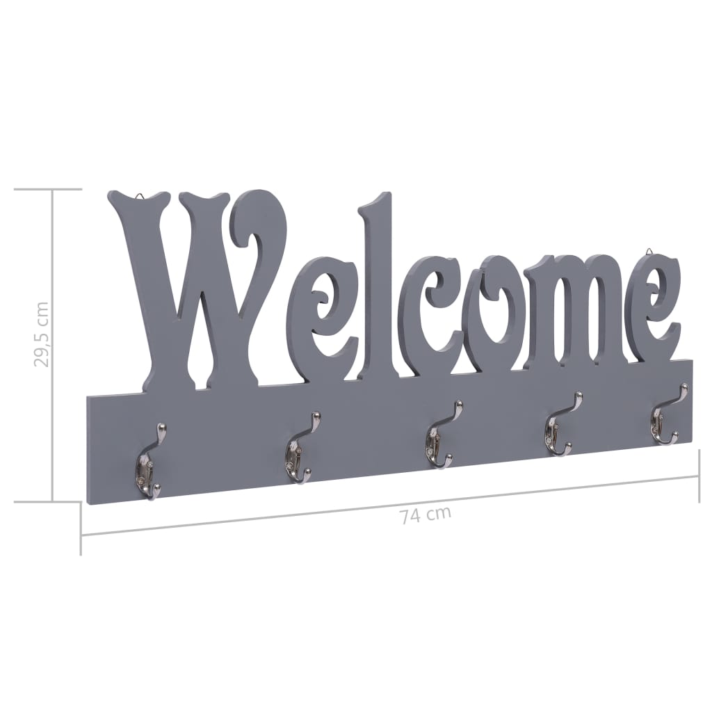 Coat Rack | Grey | MDF | Medium | Decorative Inlays | Coat Rack