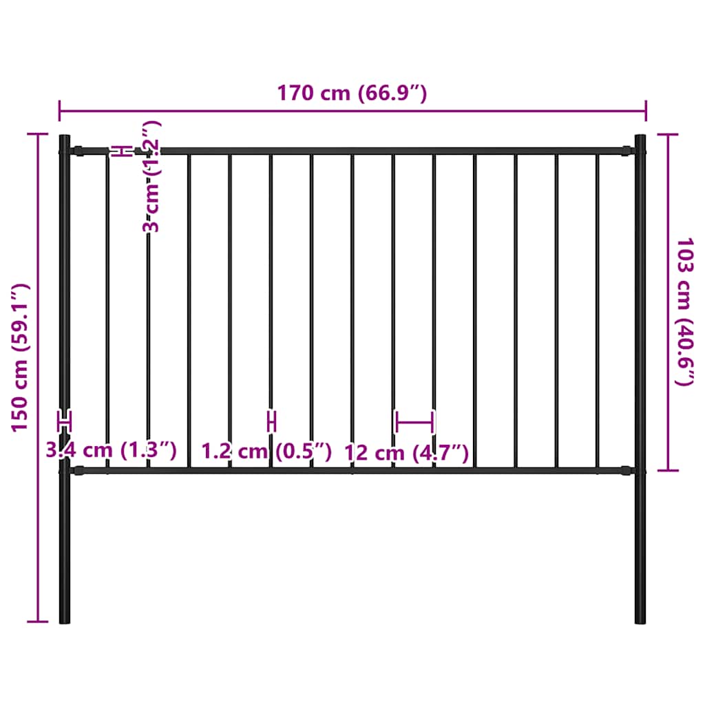 vidaXL Fence Panel Woerden with Posts Steel 5.6x3.3' Black