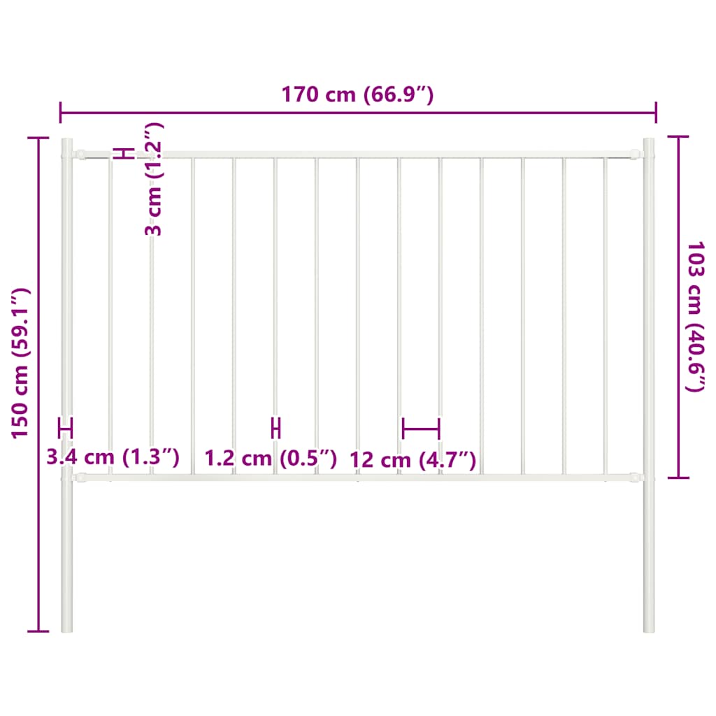 Fence Panel Woerden with Posts Steel 1.7x1 m White