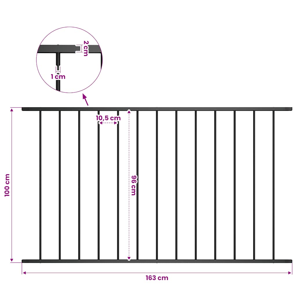 Fence Panel "Woerden" Powder-coated Steel 163x100 cm Black