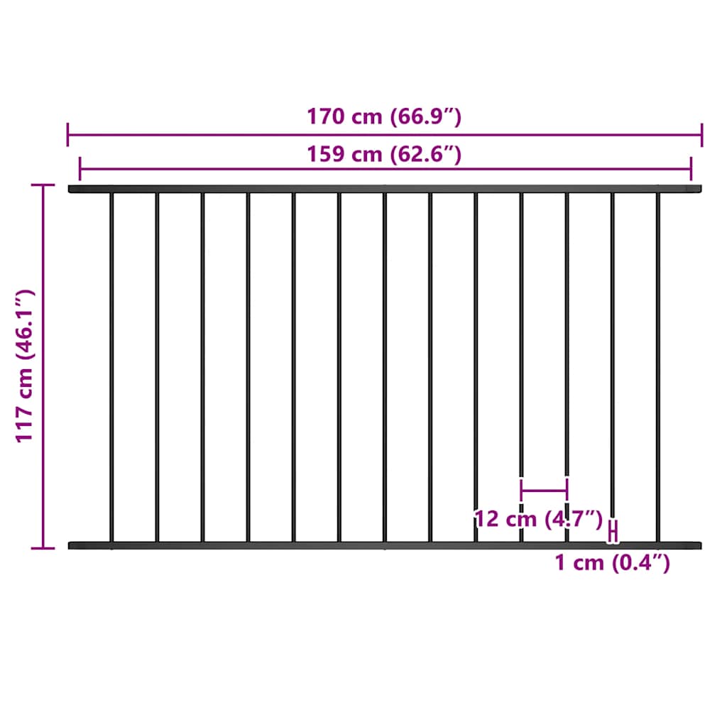 Fence Panel "Woerden" Powder-coated Steel 163x117 cm Black