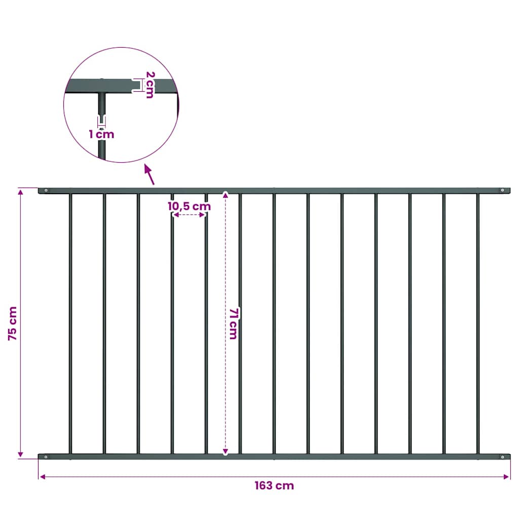 Fence Panel "Woerden" Powder-coated Steel 163x75 cm Anthracite