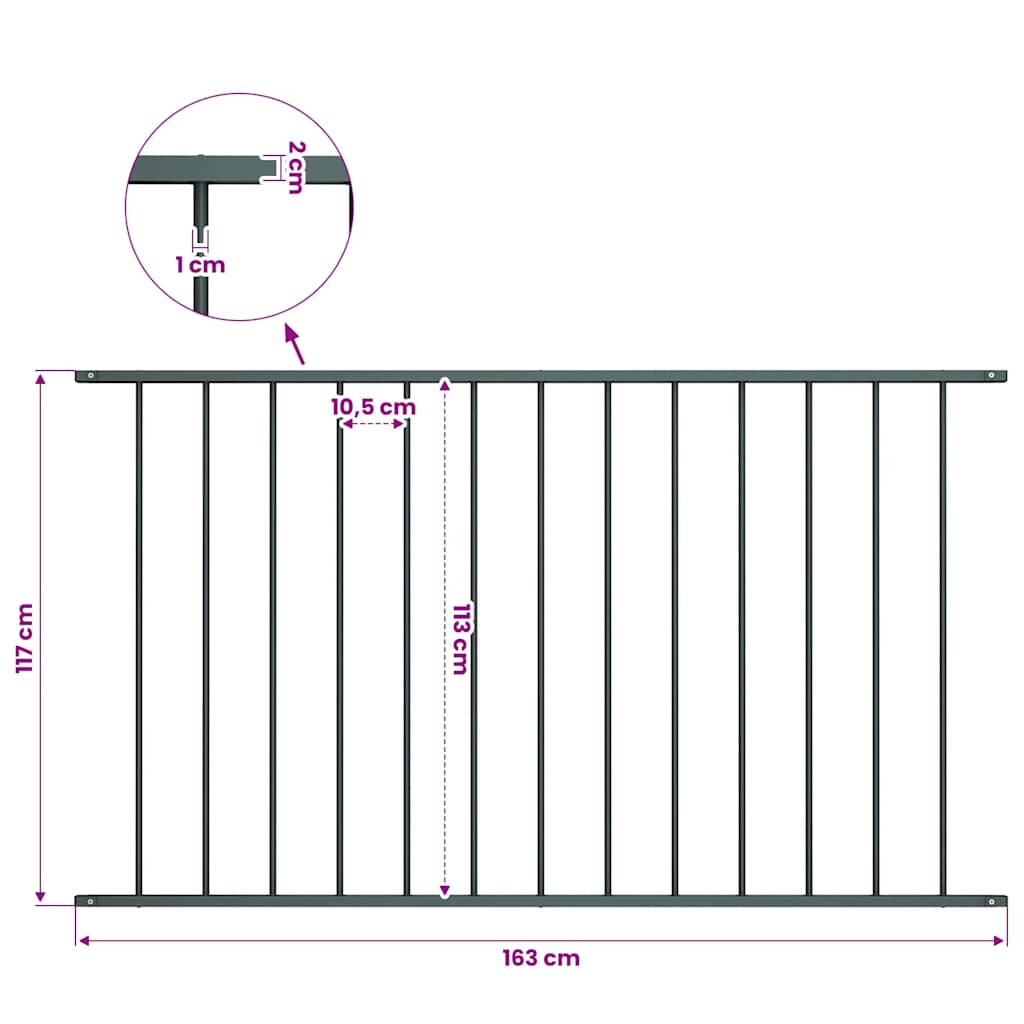 Fence Panel "Woerden" Powder-coated Steel 163x117 cm Anthracite