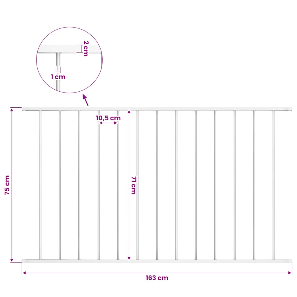 Fence Panel "Woerden" Powder-coated Steel 163x75 cmWhite