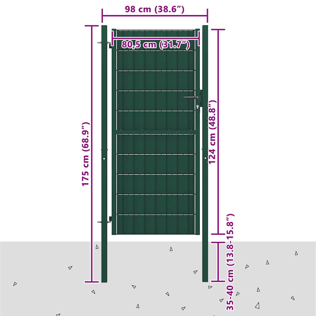 Fence Gate PVC and Steel 100x124 cm Green