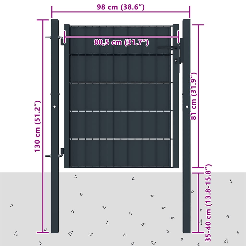 Fence Gate PVC and Steel 100x81 cm Anthracite