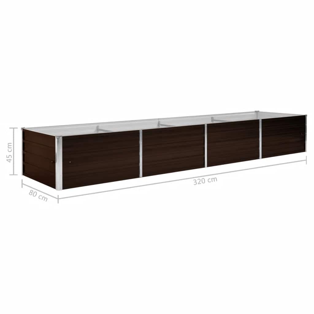Raised Bed | Brown | Galvanised Steel | 320x80x45 cm