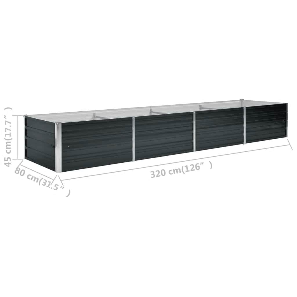 Garden Raised Bed Anthracite 126"x31.5"x17.7" Galvanized Steel