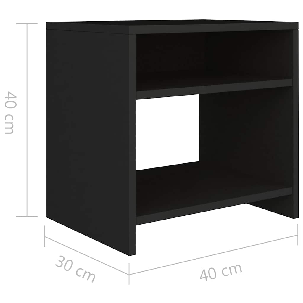 Bedside Cabinet | Black | Engineered Wood | Bedside Cabinet | Rectangular