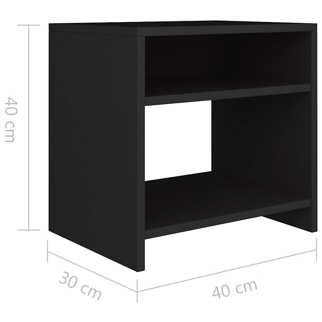 Bedside Cabinet | Set of 2 | Black | Engineered wood | Small