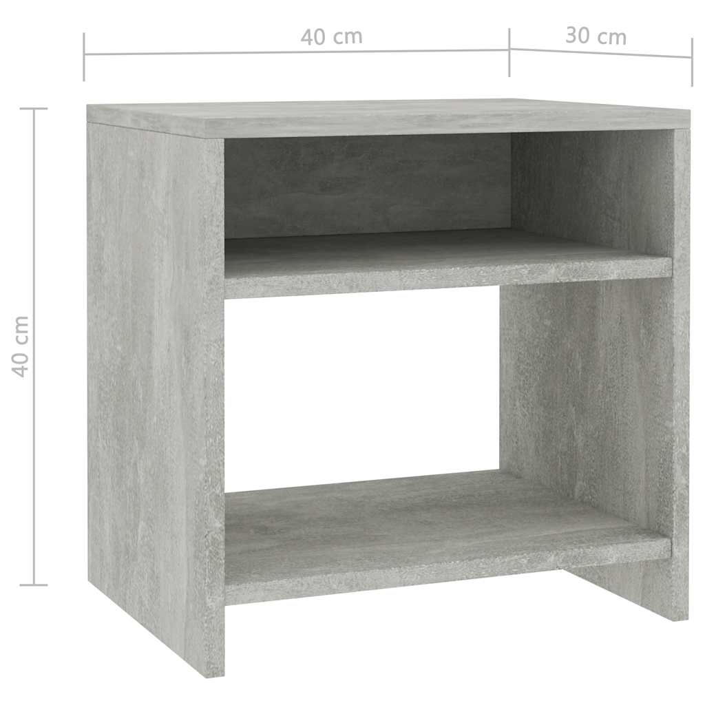 Bedside Cabinet | Concrete Grey | Engineered Wood | 40 x 30 x 40 cm