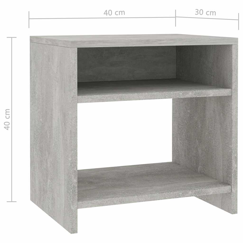 Bedside Cabinet | Set of 2 | Concrete Grey | Engineered wood | Standard