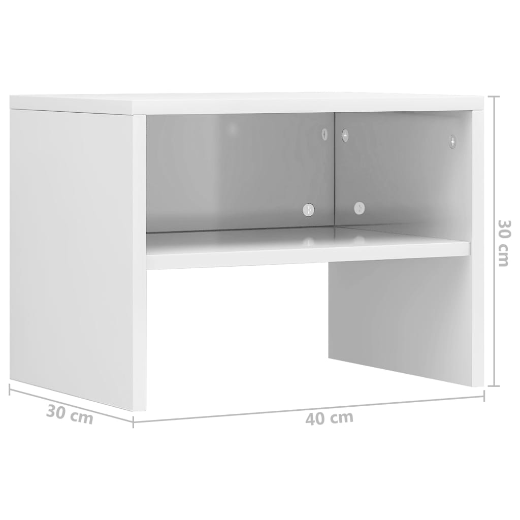 Bedside Cabinet | Set of 2 | High gloss white | Engineered wood | Small