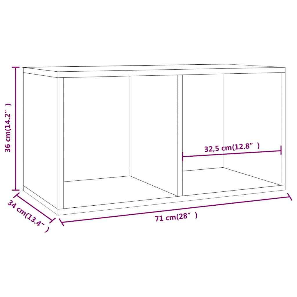 800117 vidaXL Vinyl Storage Box White 71x34x36 cm Engineered Wood