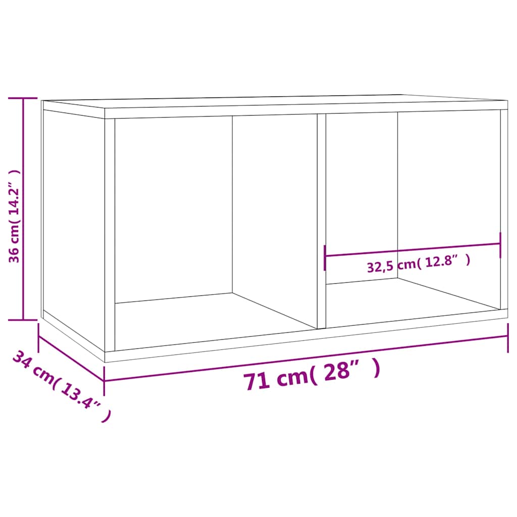 800121 vidaXL Vinyl Storage Box Concrete Grey 71x34x36 cm Engineered Wood