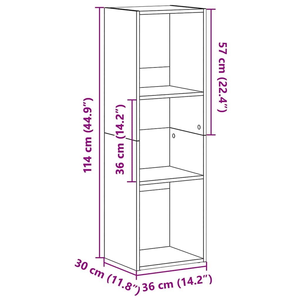 Book Cabinet | White | Engineered wood | 36 x 30 x 114 cm | Book Cabinet