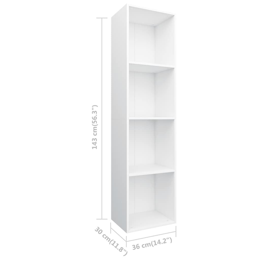 Book Cabinet | White | Engineered Wood | 36x30x143 cm | Book Cabinet