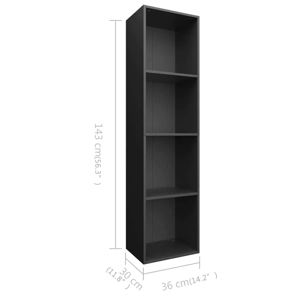 Book Cabinet | Black | Engineered Wood | Medium | Bookshelf | Rectangular