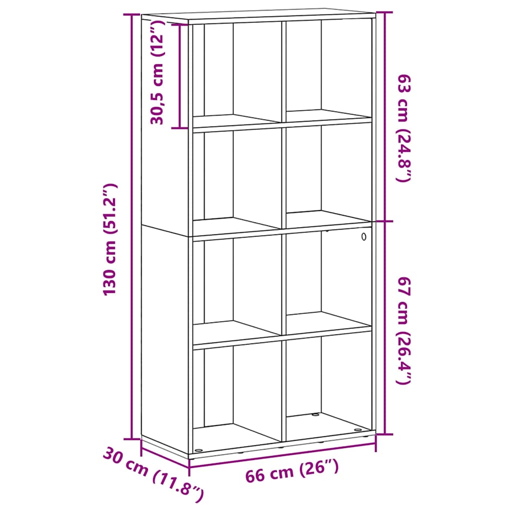 Book Cabinet/Sideboard Concrete Grey 66x30x130 cm Engineered Wood