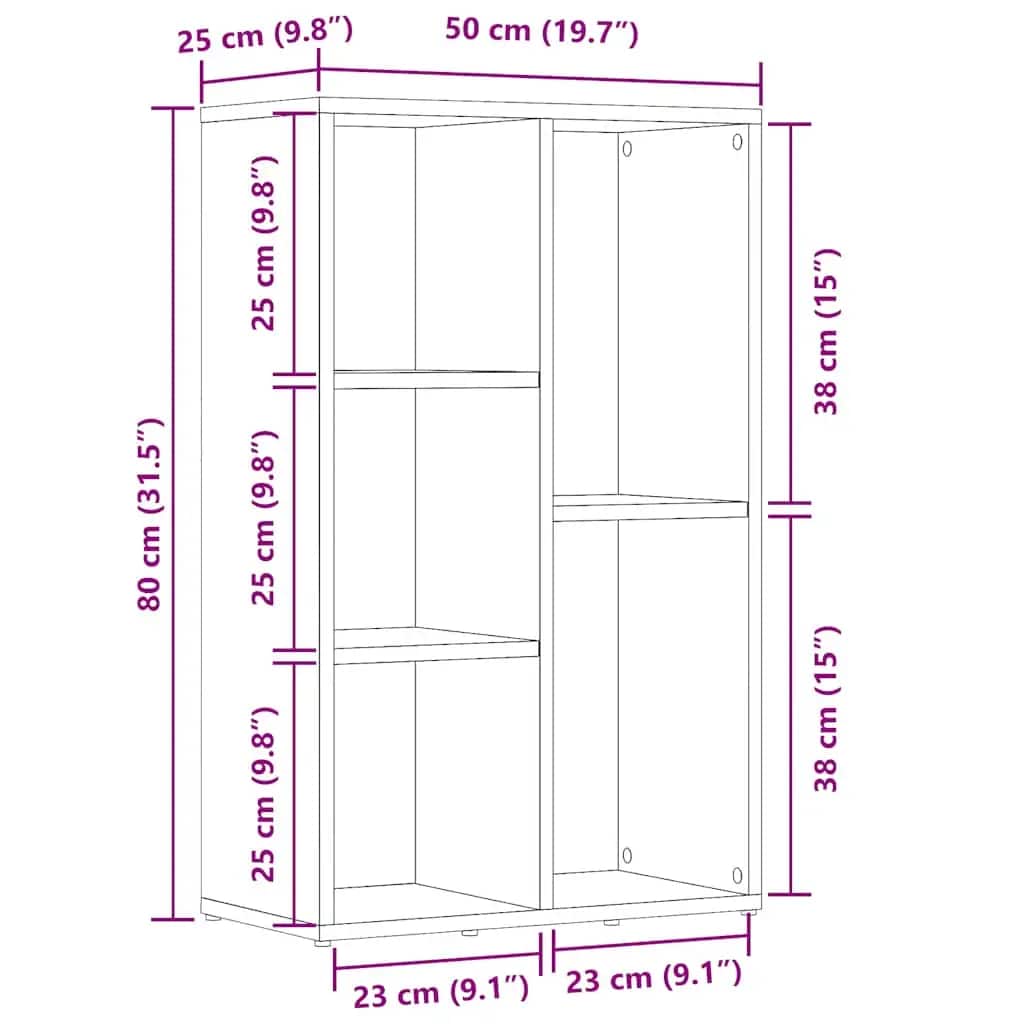 Book Cabinet | Concrete grey | Engineered wood | Medium-sized