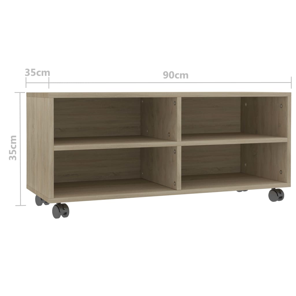 Tv Cabinet | Sonoma oak | Engineered wood | Compact | Lockable wheels
