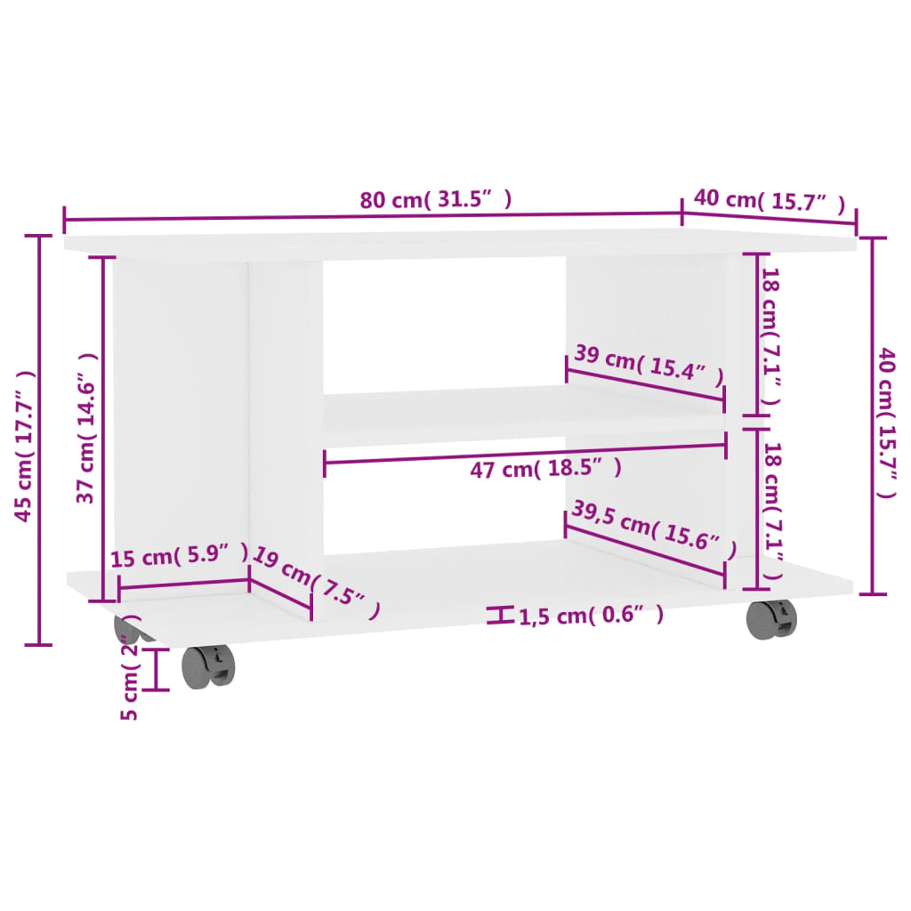 TV Cabinet | White | Engineered Wood | Compact | TV Cabinet | Rectangular