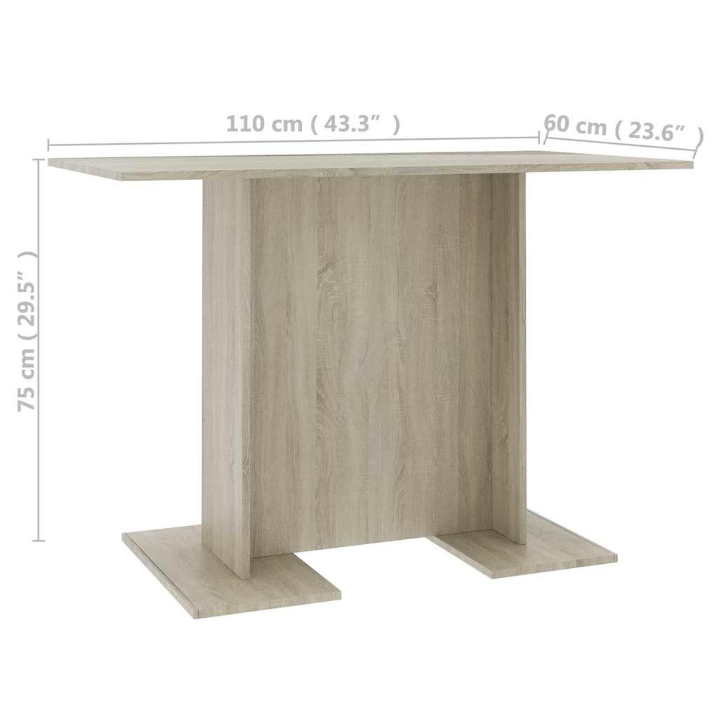 800246 vidaXL Dining Table Sonoma Oak 110x60x75 cm Engineered Wood