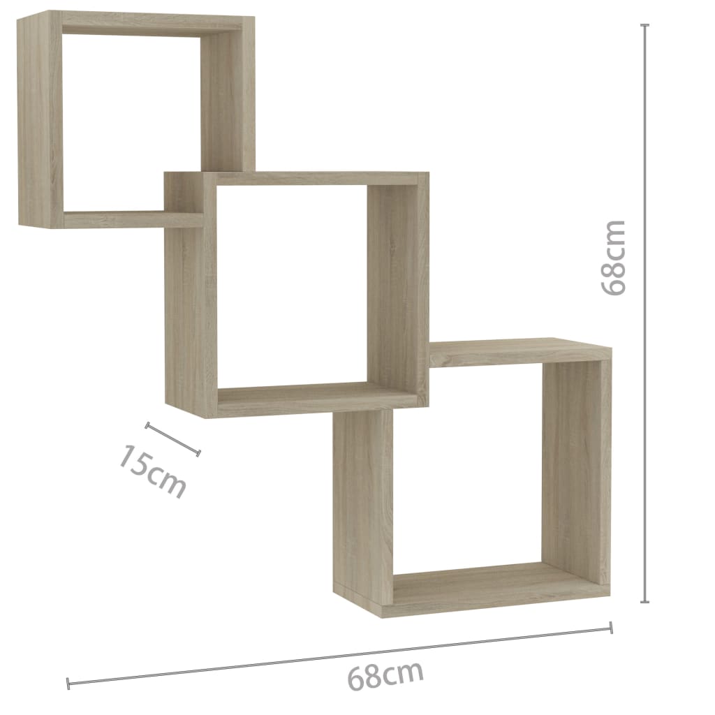 Wall Shelf | Sonoma Oak | Engineered wood | 68 cm x 68 cm | Wall mounting