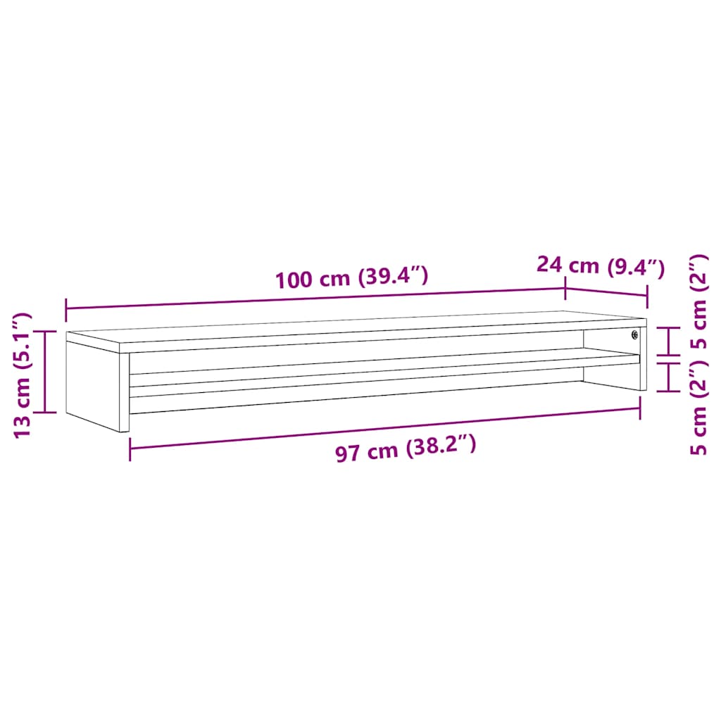 Monitor Stand Concrete Grey 100x24x13 cm Engineered Wood