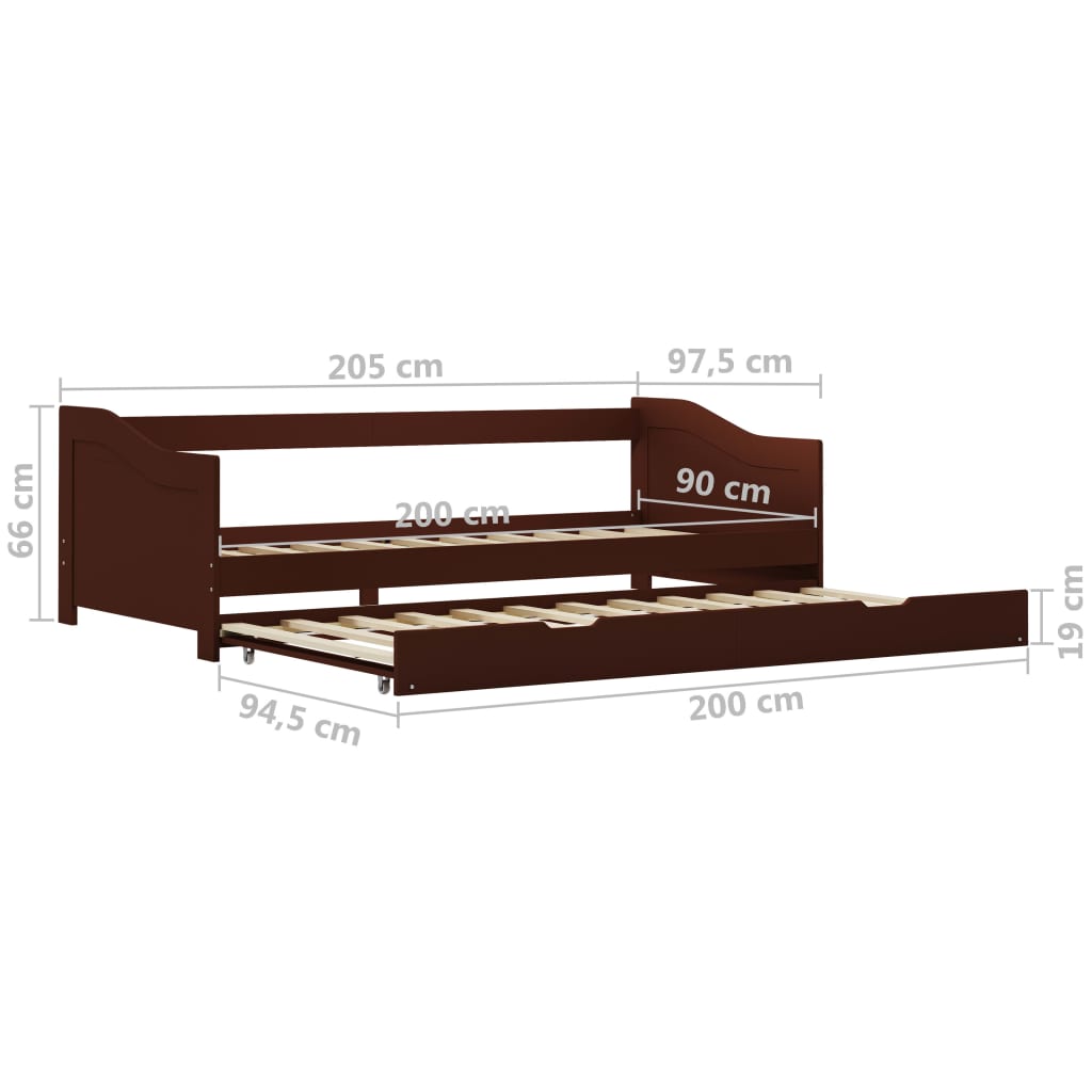Sofa Bed Frame | Dark Brown | Pine wood, Plywood slats | 90x200 cm