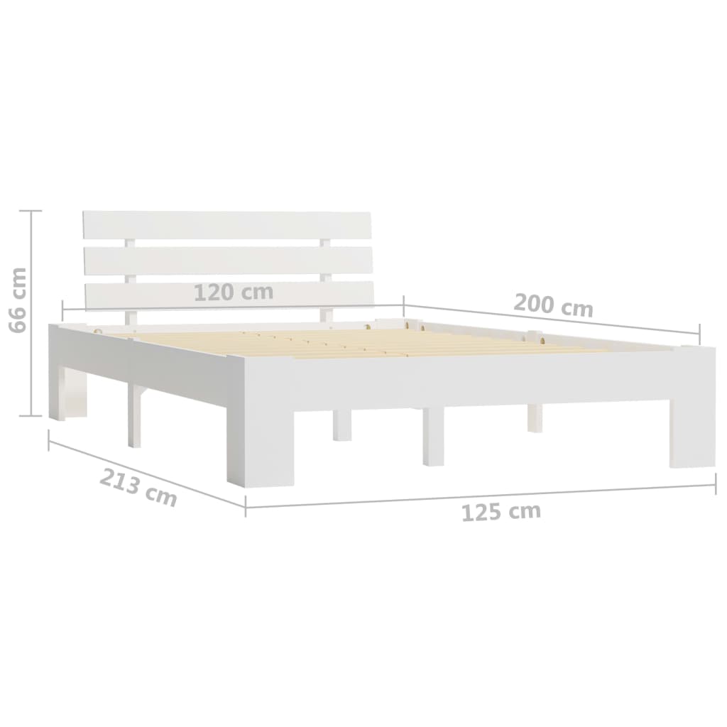 Bed Frame | White | Solid pine wood, plywood | Double | Modern