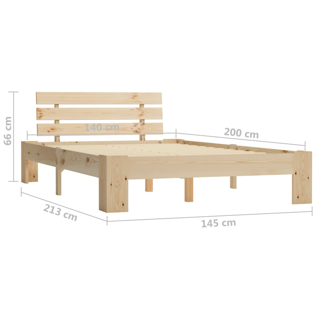 Bed Frame | Natural Wood | Solid Pine Wood, Plywood Slats | Double