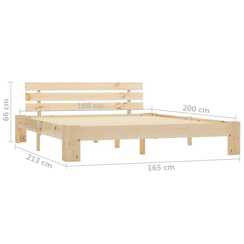 Bed Frame without Mattress 160x200cm Solid Wood Pine