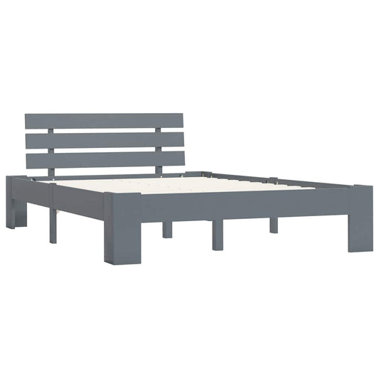 Bed Frame without Mattress Grey Solid Pine Wood 120x200 cm