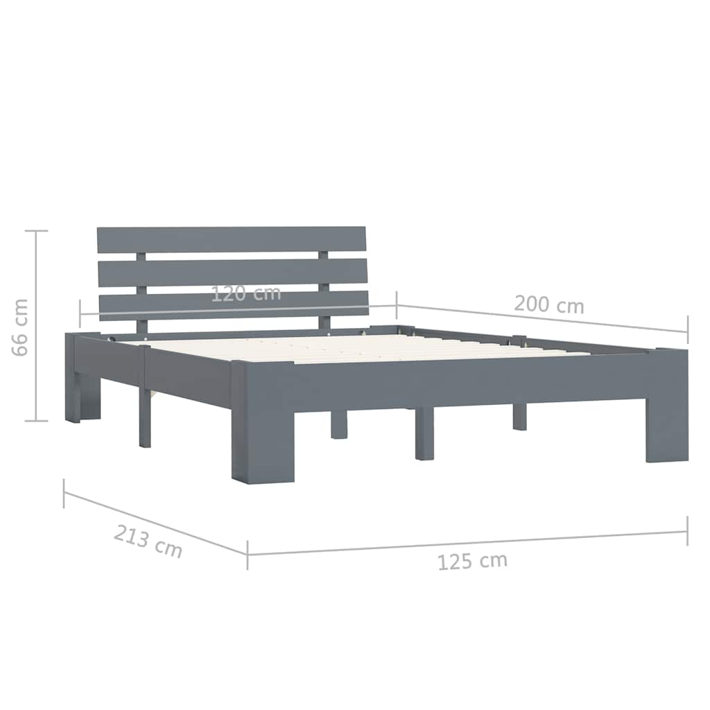 Bed Frame without Mattress Grey Solid Pine Wood 120x200 cm