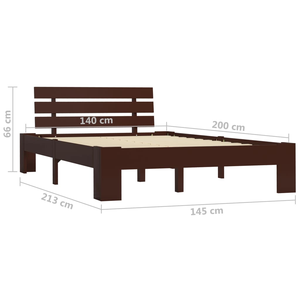 Bed Frame | Dark Brown | Solid Pine Wood, Plywood | Double | Bed Frame