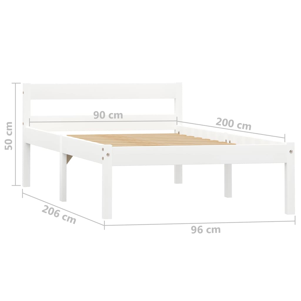 Bed Frame | White | Solid pine wood, Plywood | Single | Durable