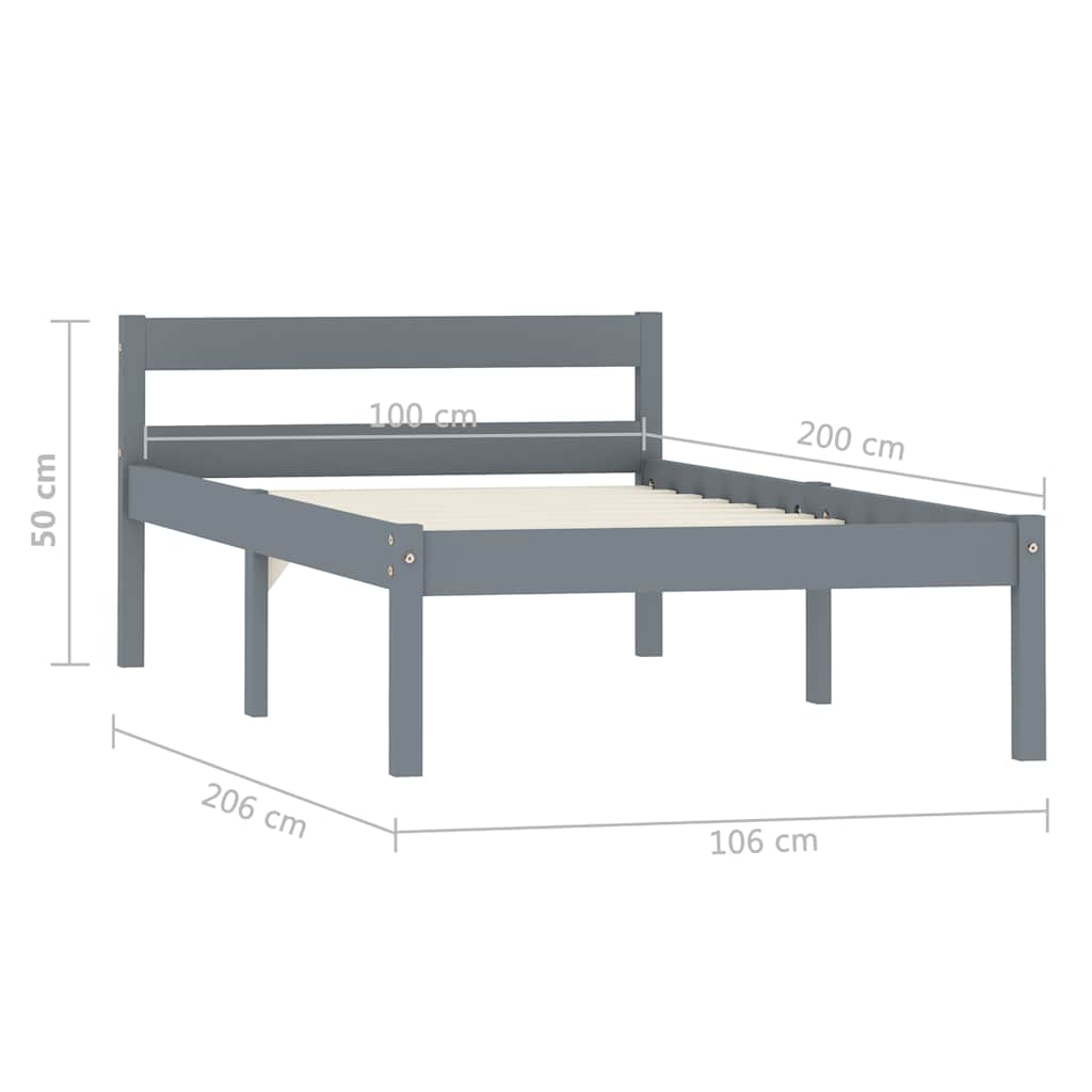 Bed Frame | Grey | Solid pine wood, Plywood | Single | Durable