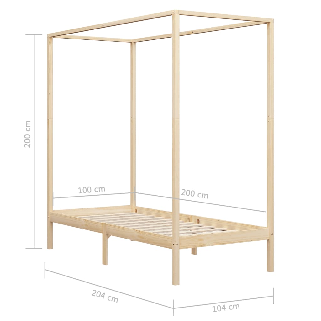 Bed Frame | Natural Wood | Solid Pine Wood, Plywood Slats | Single