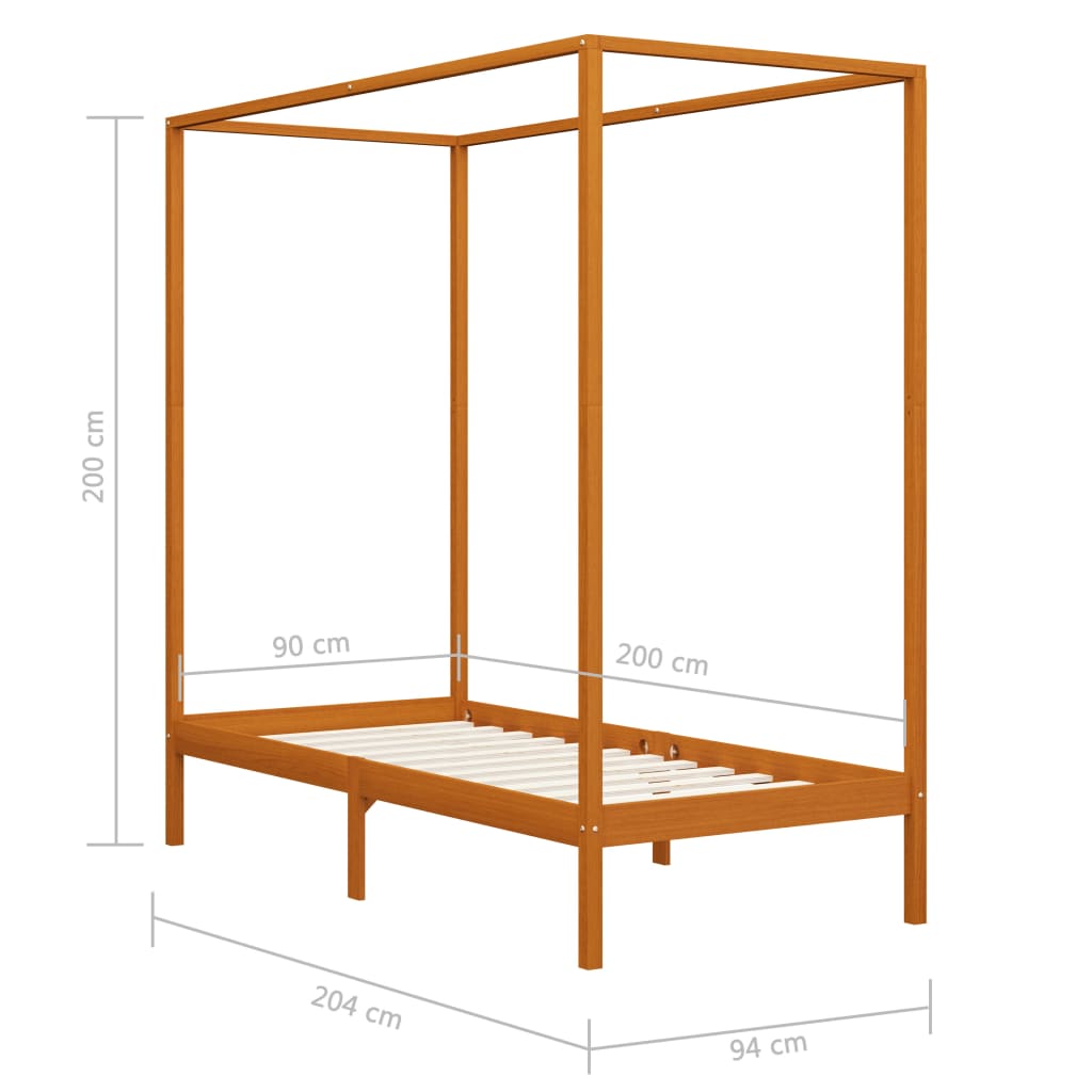 Bed Frame | Honey brown | Solid pine wood, plywood slats | Single