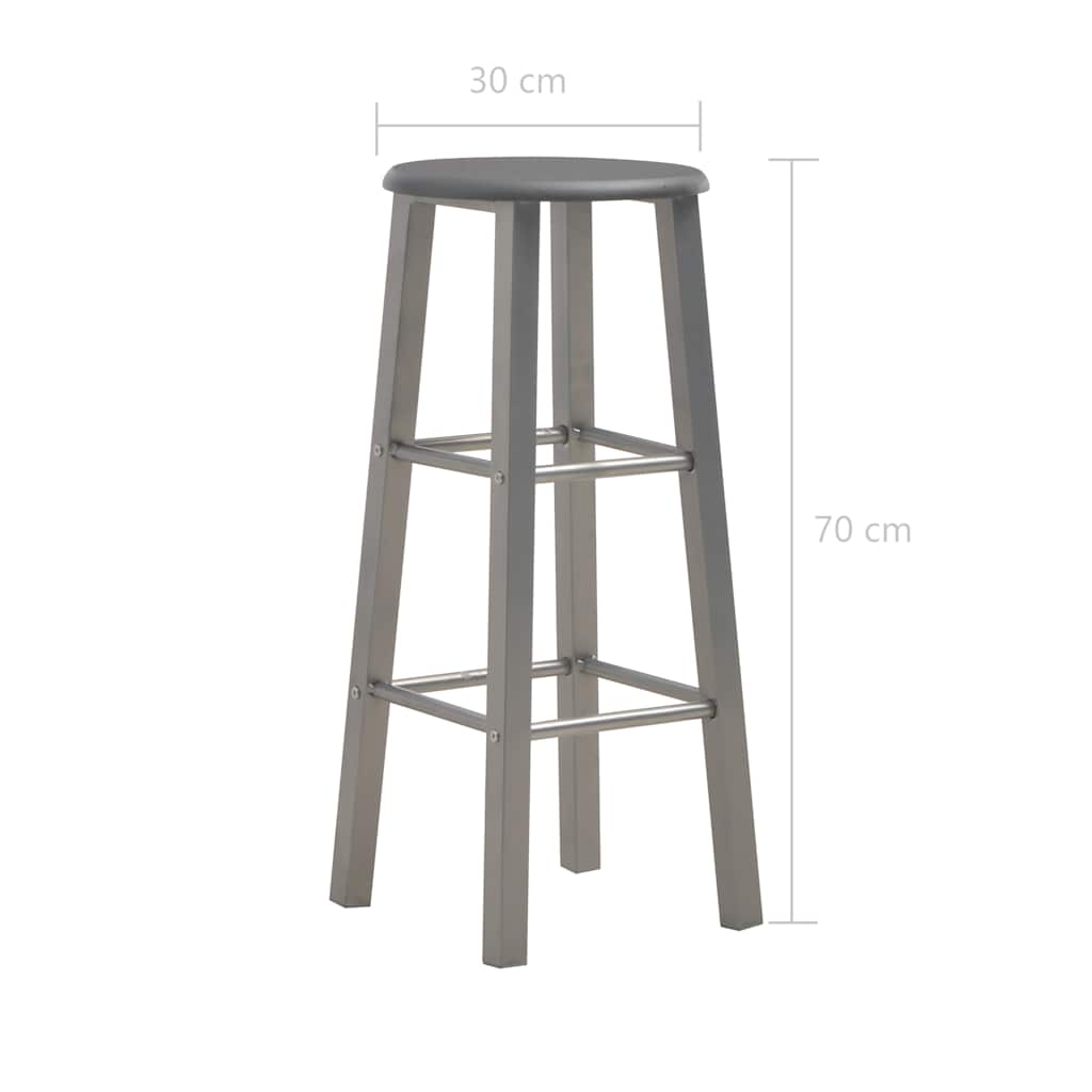 Bar Stool | Set of 2 | Anthracite | MDF and Steel | Standard | Footrest