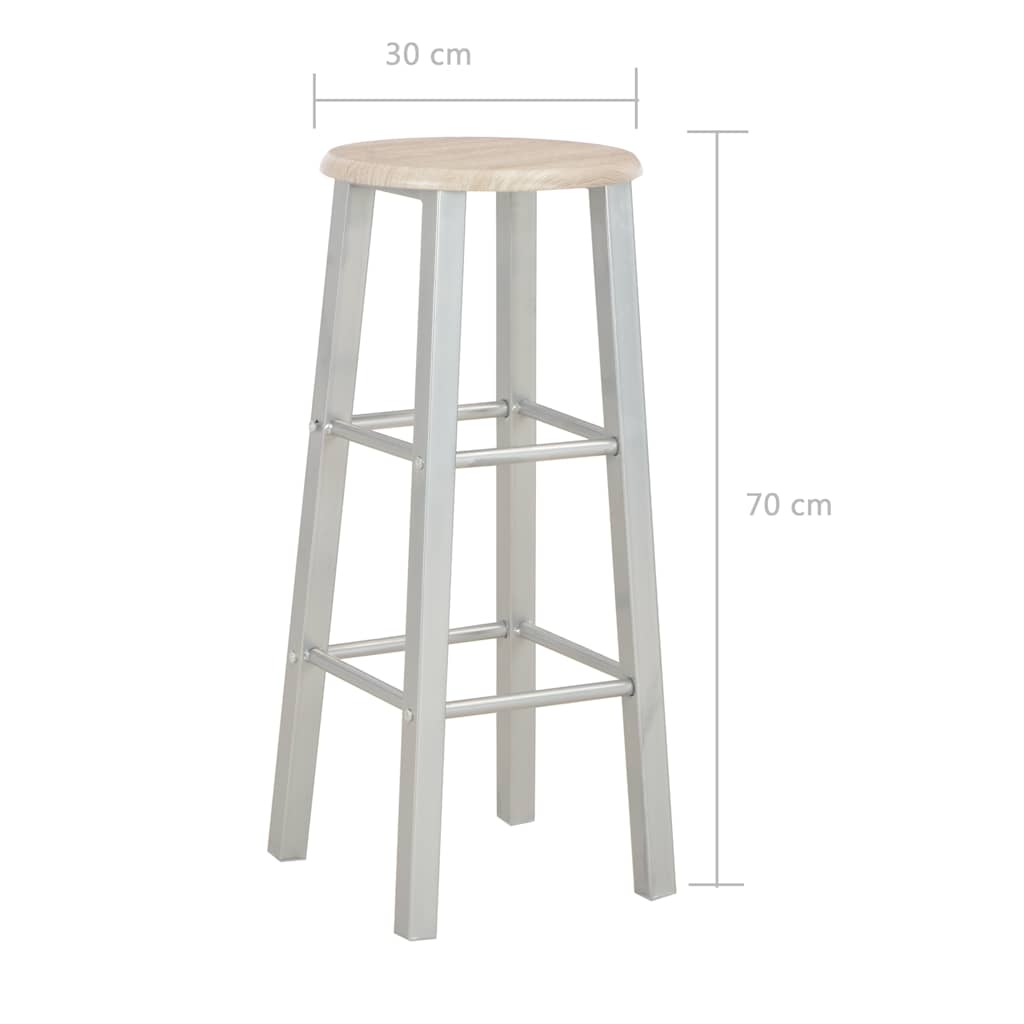 Bar Set | Oak and Grey | Wood and Steel | Footrest | Bar Set