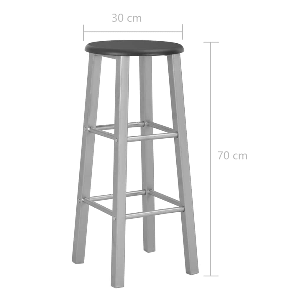 Bar Stool | Set of 2 | Black and silver | Steel and MDF