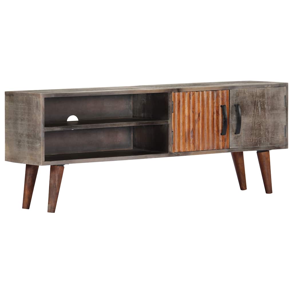TV Cabinet | Grey with brown elements | Solid rough mango wood