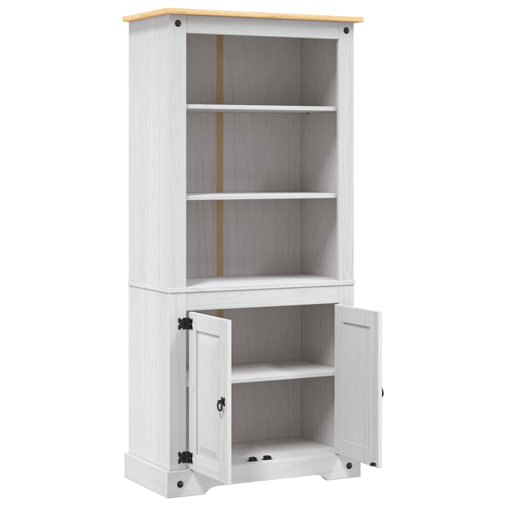 Side Cabinet | White body and brown top | Solid pinewood | 80x40x170 cm