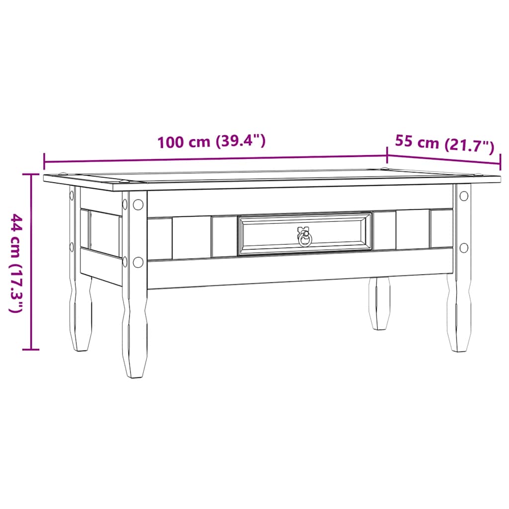 Coffee Table | Grey body and brown top | Solid pinewood
