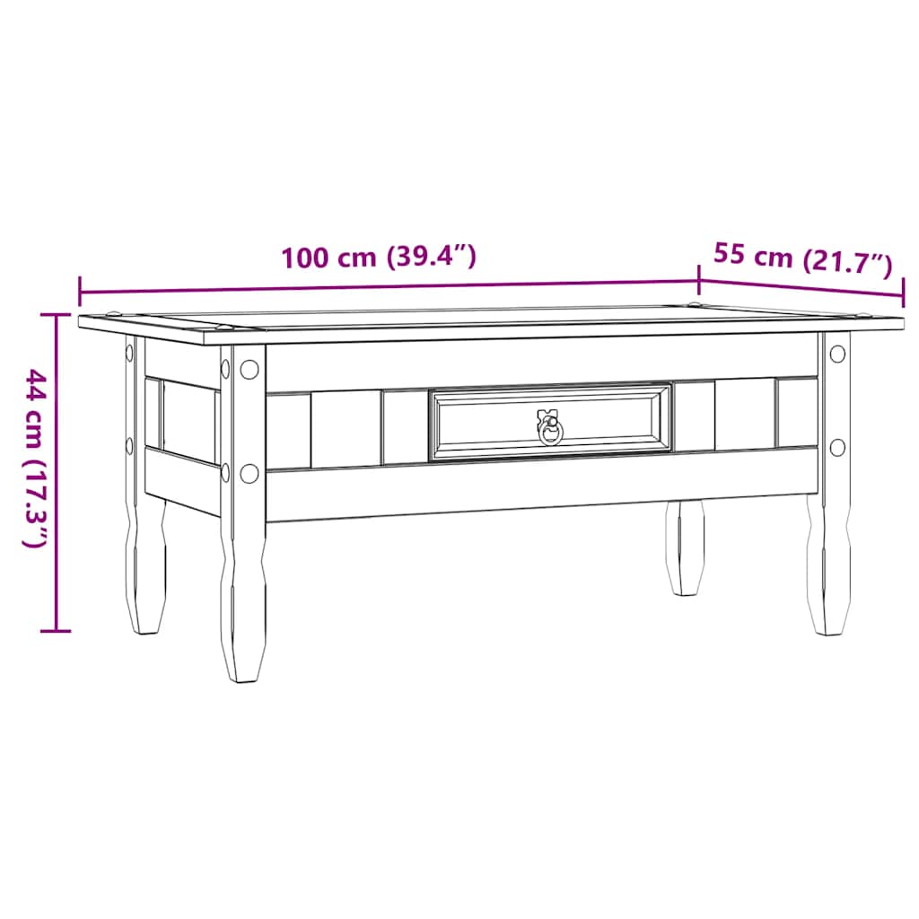Coffee Table | White body and brown top | Solid Pinewood | Coffee Table